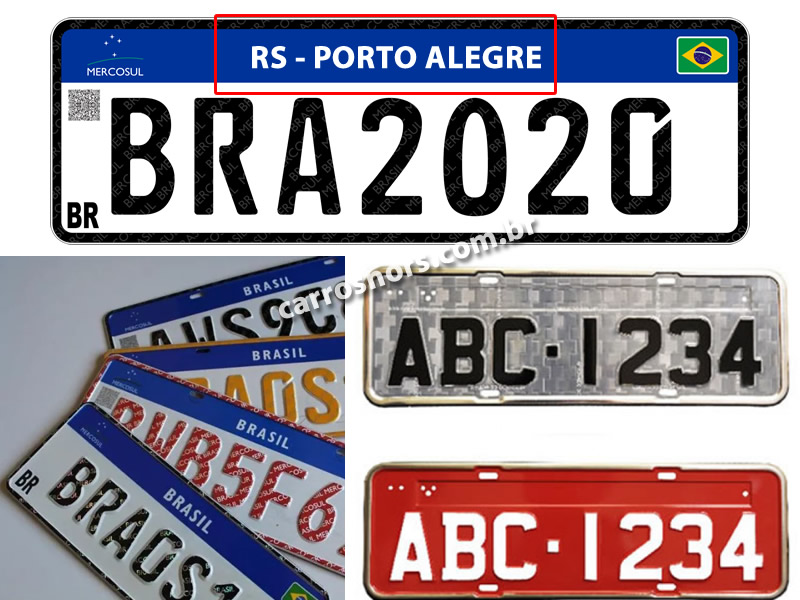 Como ficaria a nova placa Mercosul apresentando também o estado e a cidade